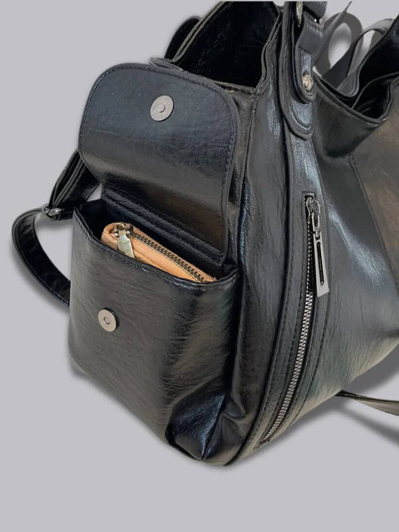 Indie Multi Zip Compartment Slouchy Work Shoulder Bag