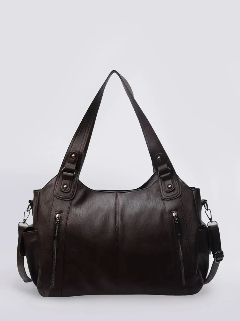 Indie Multi Zip Compartment Slouchy Work Shoulder Bag