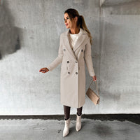 Sylvie Peak Lapel Fitted Double Breasted Longline Coat