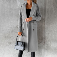 Sylvie Peak Lapel Fitted Double Breasted Longline Coat