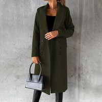 Sylvie Peak Lapel Fitted Double Breasted Longline Coat