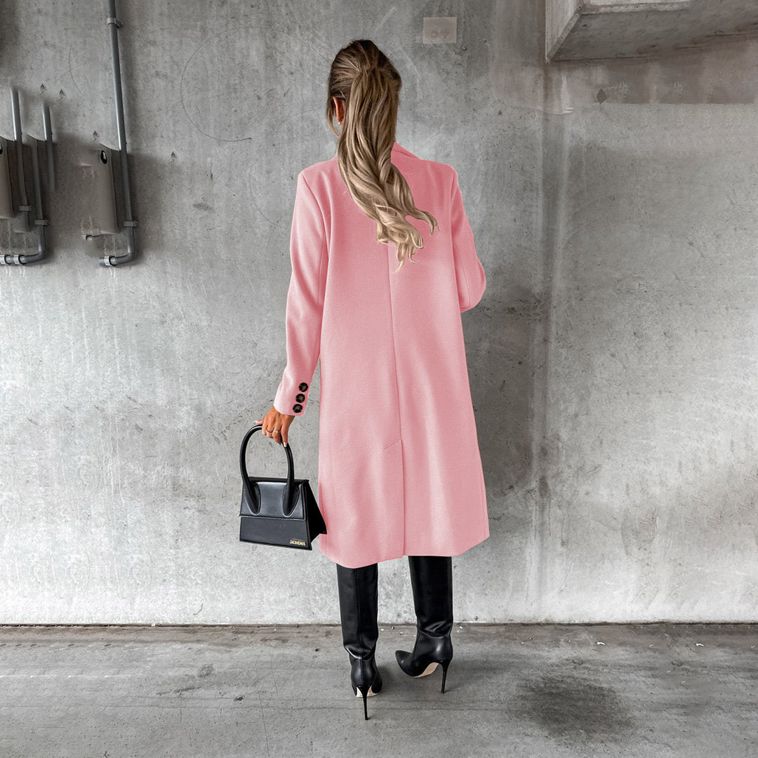 Sylvie Peak Lapel Fitted Double Breasted Longline Coat