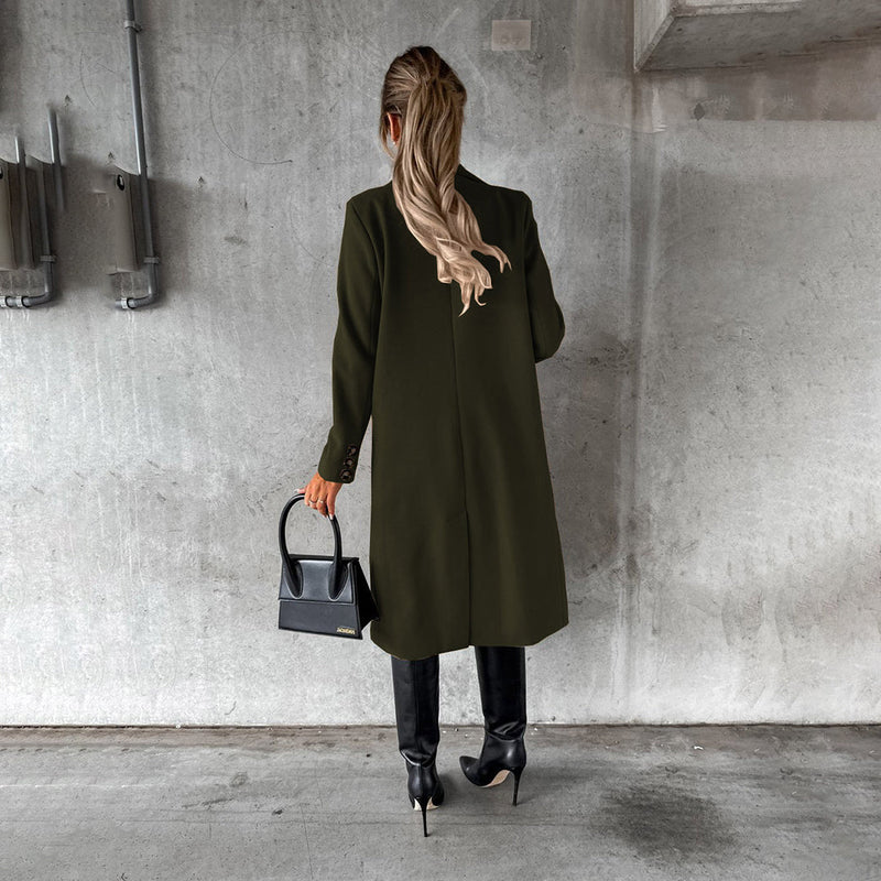 Sylvie Peak Lapel Fitted Double Breasted Longline Coat