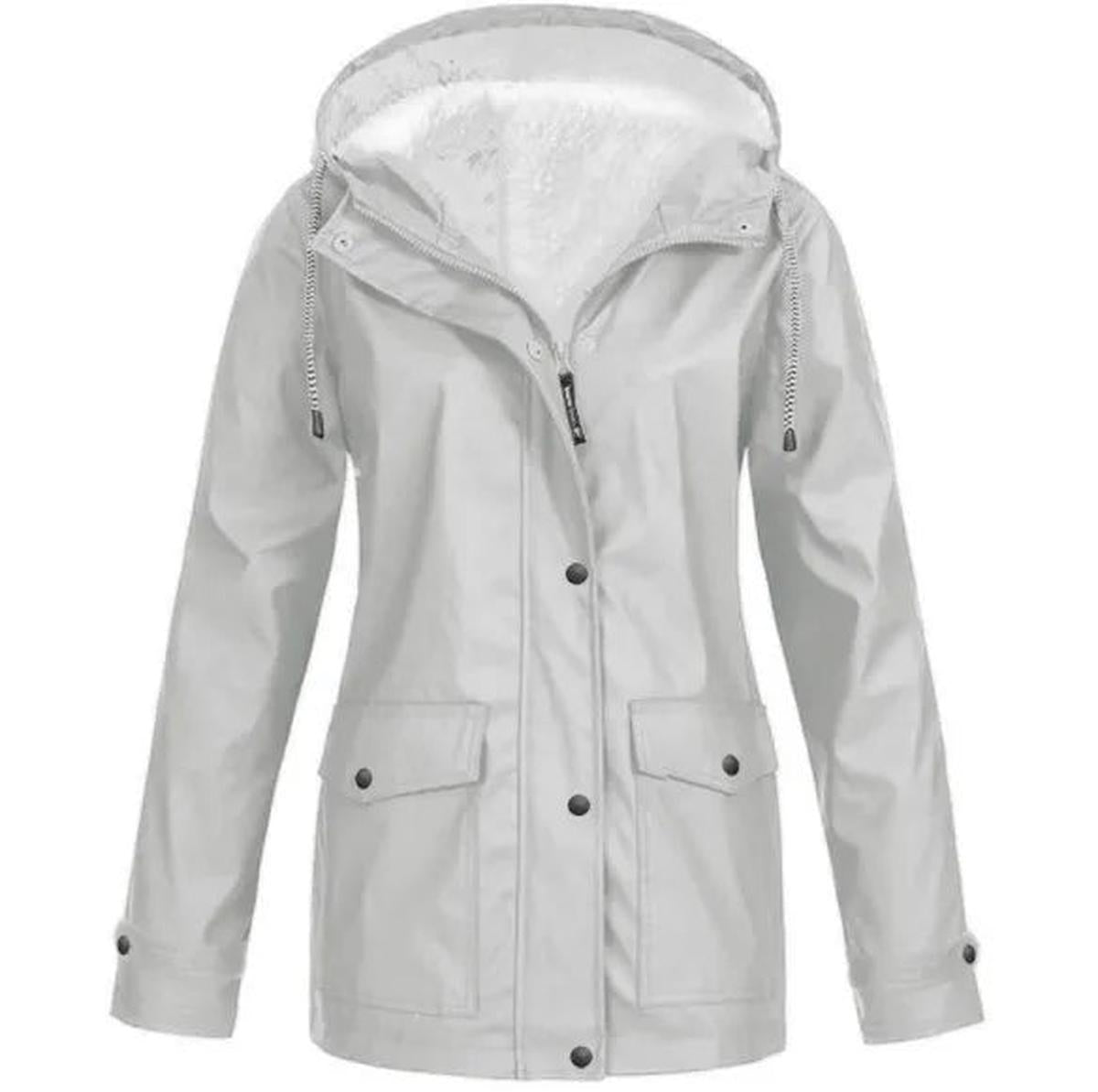 Tamsin Sherpa Lined Hood Drawstring Waist Utility Parka - Grey