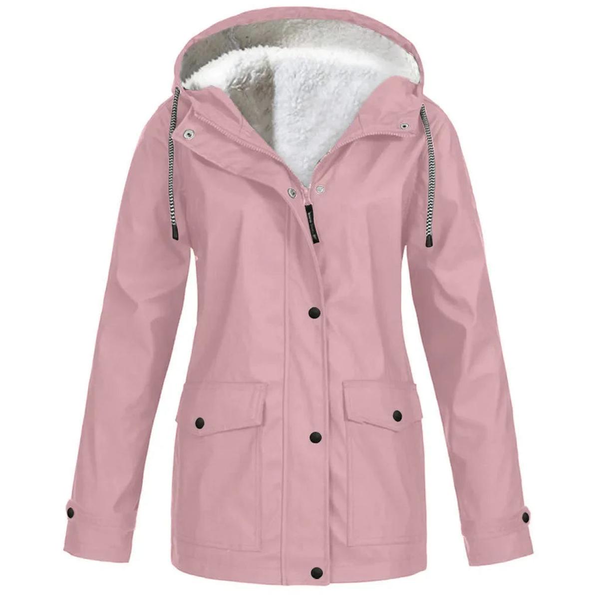 Tamsin Sherpa Lined Hood Drawstring Waist Utility Parka - Pink