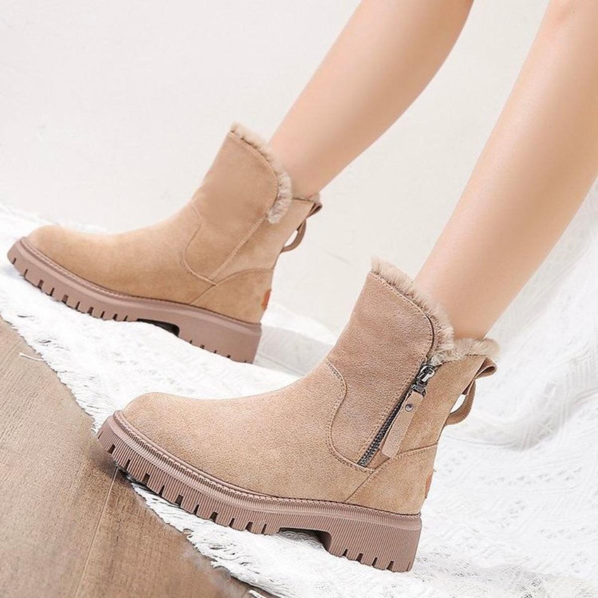 Aurore Faux Fur Lined Side Zip Lug Sole Ankle Winter Boots