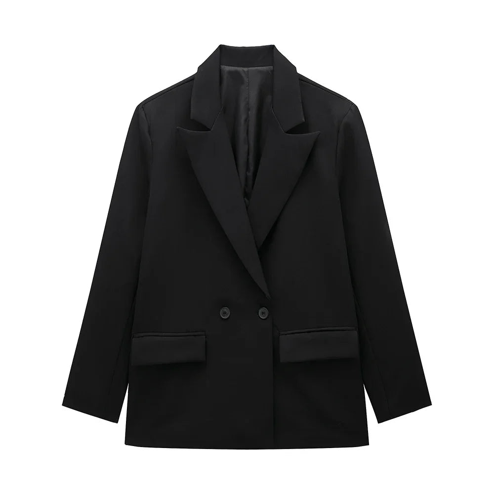 Jade Everyday Relaxed Double Breasted Boyfriend Blazer - Black