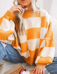 Honor Checkerboard Two Tone Oversized Drop Shoulder Jumper