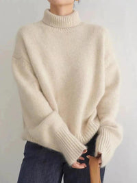 Livia Turn Back Cuff Oversized Roll Neck Smooth Knit Jumper
