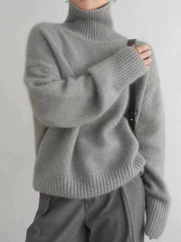 Livia Turn Back Cuff Oversized Roll Neck Smooth Knit Jumper