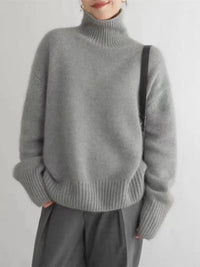 Livia Turn Back Cuff Oversized Roll Neck Smooth Knit Jumper