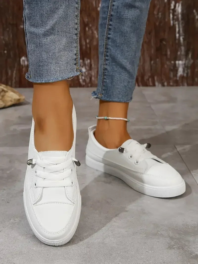 Capucine Clean Low Top Lace Up Everyday Canvas Plimsoll Trainers