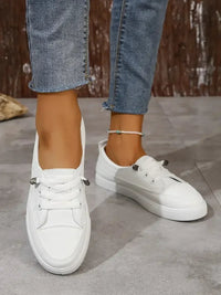 Capucine Clean Low Top Lace Up Everyday Canvas Plimsoll Trainers