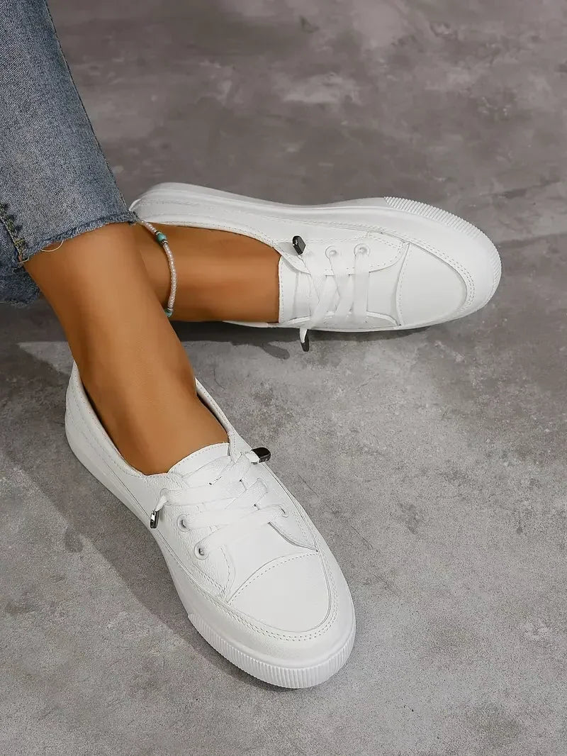 Capucine Clean Low Top Lace Up Everyday Canvas Plimsoll Trainers