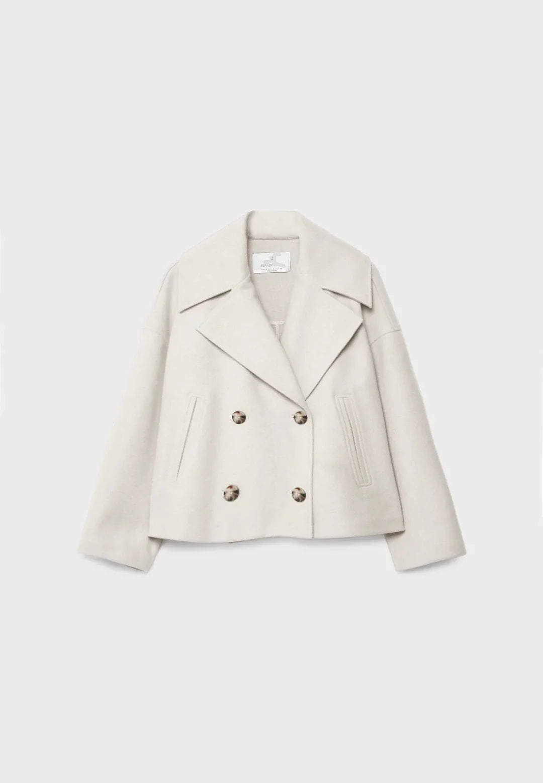 Cleo Wide Notch Lapel Cropped Double Breasted Pea Coat