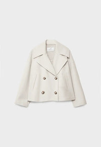 Cleo Wide Notch Lapel Cropped Double Breasted Pea Coat
