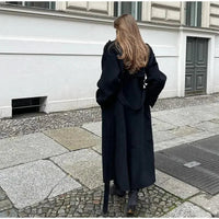 Greta Blouson Sleeve Self Belted Long Robe Coat