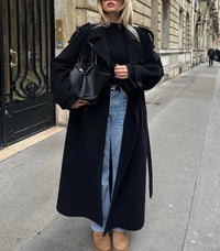 Greta Blouson Sleeve Self Belted Long Robe Coat