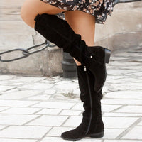 Celestia Soft Slouch Shaft Low Heel Pull On Knee High Boots