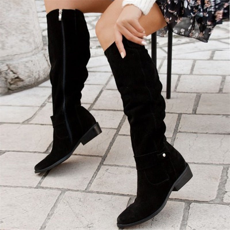 Celestia Soft Slouch Shaft Low Heel Pull On Knee High Boots