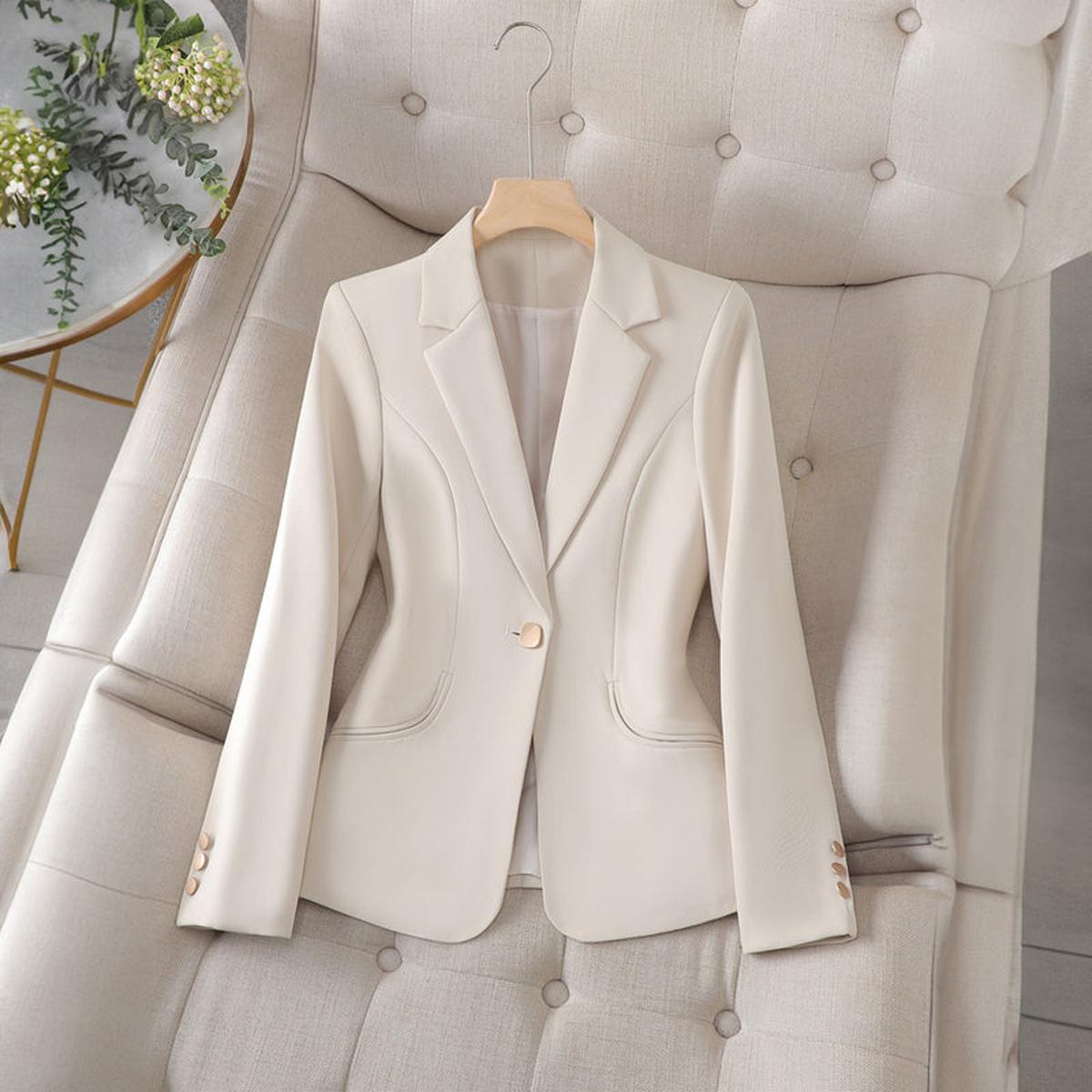 Delia Single Button Textured Weave Tailored Blazer Jacket