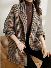 Wren Houndstooth Check Oversized Double Breasted Blazer
