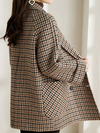 Wren Houndstooth Check Oversized Double Breasted Blazer