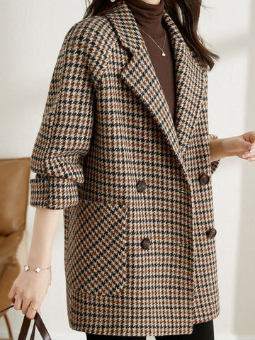 Wren Houndstooth Check Oversized Double Breasted Blazer