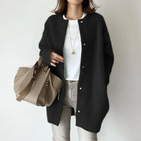 Marguerite Pearl Stud Oversized Round Neck Open Knit Cardigan