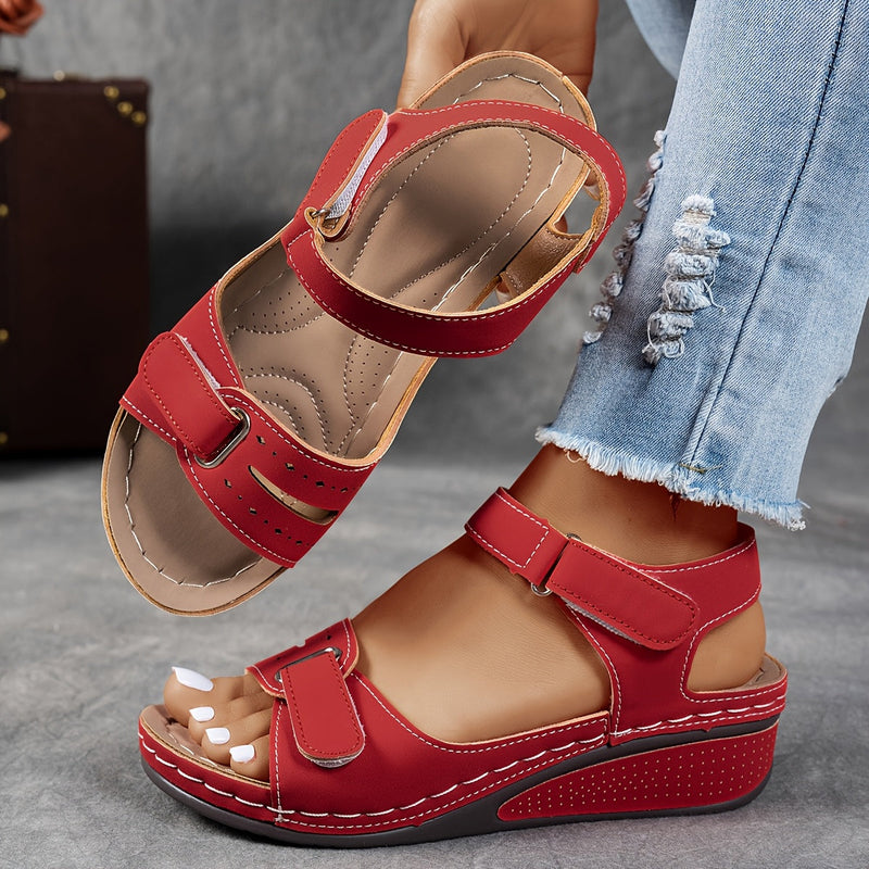 Charline Adjustable Twin Strap Cushioned Wedge Comfort Sandals