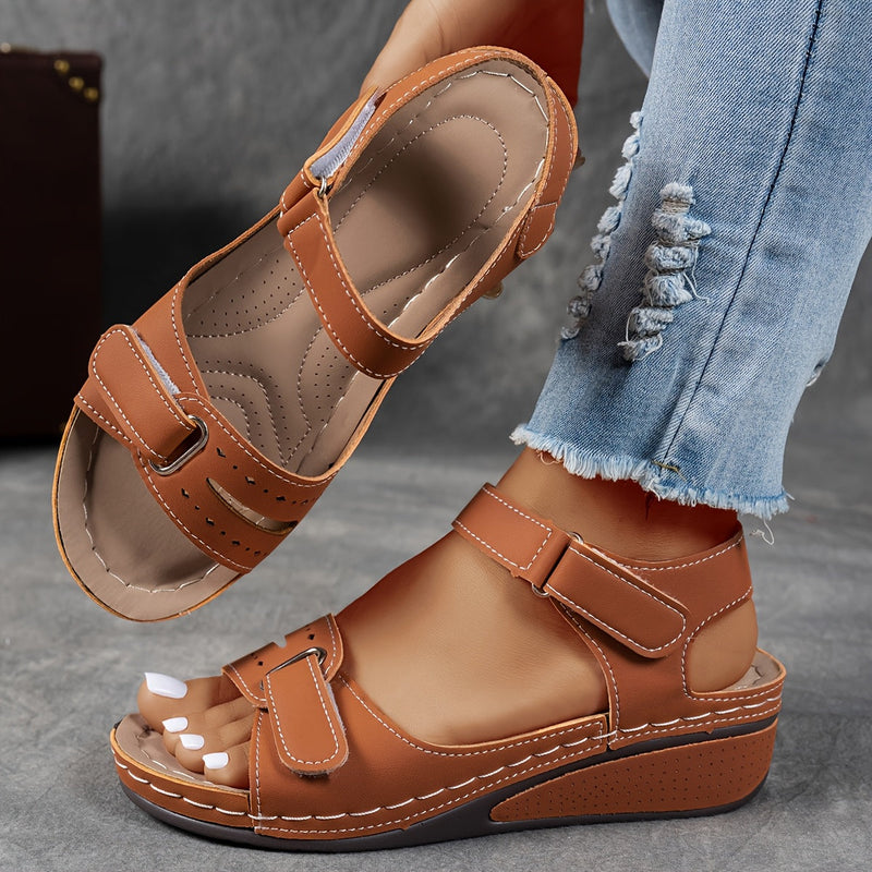 Charline Adjustable Twin Strap Cushioned Wedge Comfort Sandals