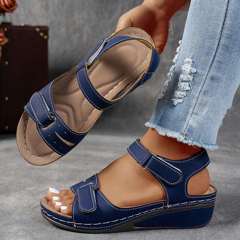 Charline Adjustable Twin Strap Cushioned Wedge Comfort Sandals