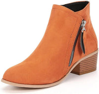 Eulalie Side Zip Stacked Block Heel Almond Toe Ankle Boots