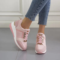 Fanny Metal Trim Lace Up Hidden Wedge Platform Comfort Trainers