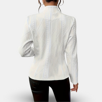 Holly Cable Texture Collarless Button Front Fitted Jacket