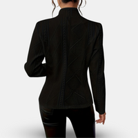 Holly Cable Texture Collarless Button Front Fitted Jacket