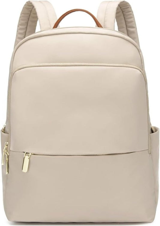 Maeve Padded Strap Front Zip Everyday Day Backpack - Beige