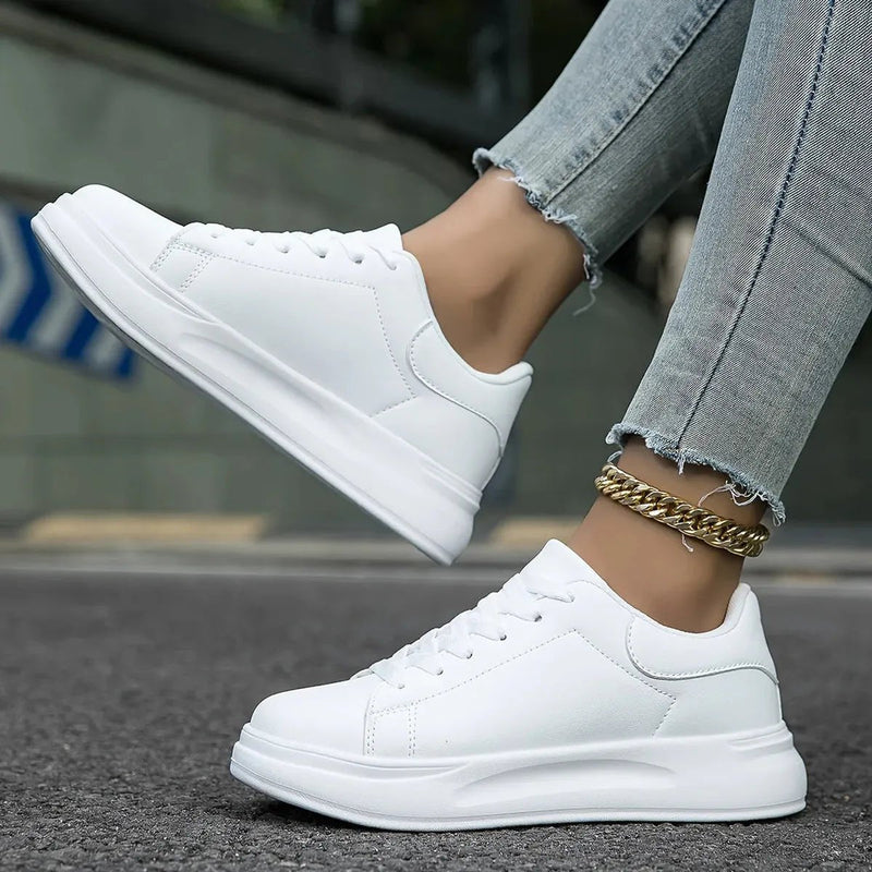 Jeanne Chunky Platform Sole Lace Up Clean Court Trainers