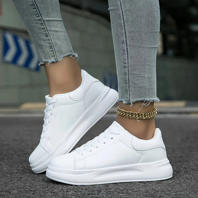 Jeanne Chunky Platform Sole Lace Up Clean Court Trainers