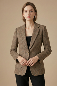 Freya Flecked Herringbone Patch Pocket Country Blazer