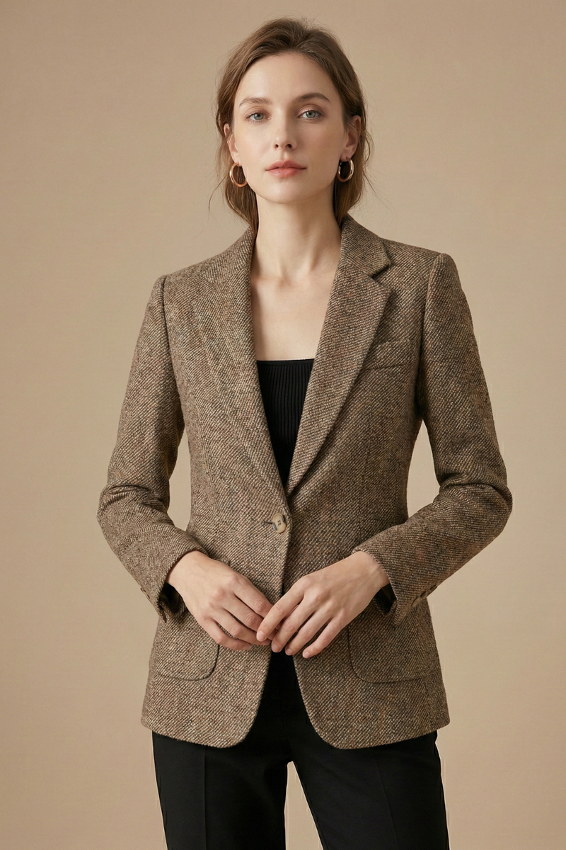 Freya Flecked Herringbone Patch Pocket Country Blazer