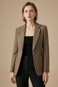 Freya Flecked Herringbone Patch Pocket Country Blazer