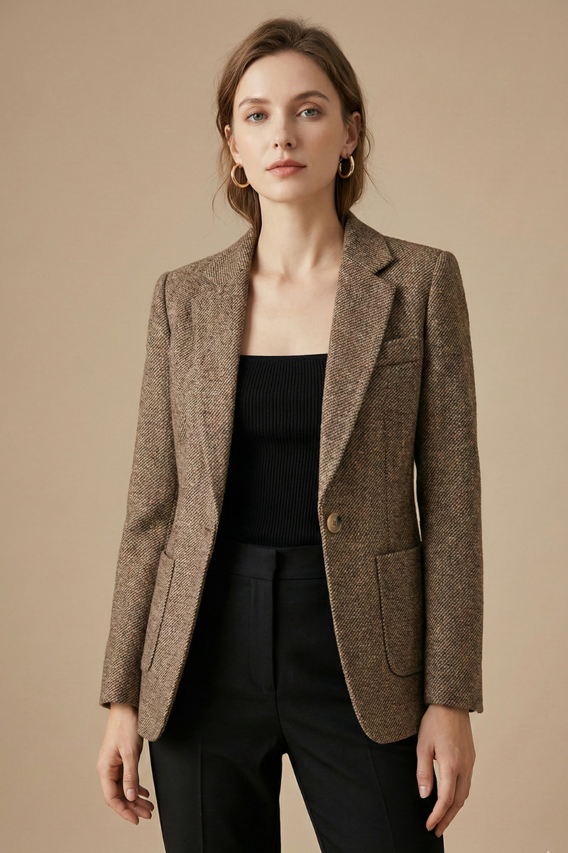Freya Flecked Herringbone Patch Pocket Country Blazer