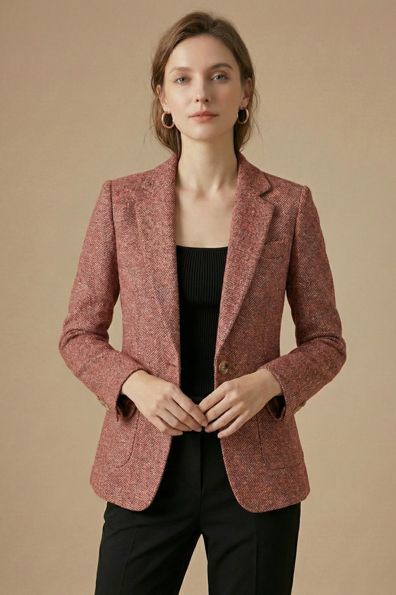 Freya Flecked Herringbone Patch Pocket Country Blazer