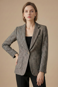 Freya Flecked Herringbone Patch Pocket Country Blazer