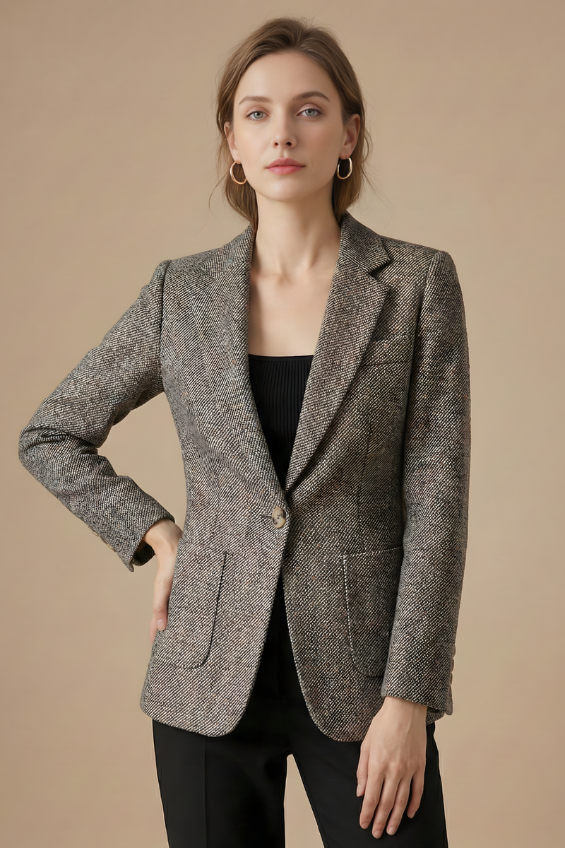 Freya Flecked Herringbone Patch Pocket Country Blazer