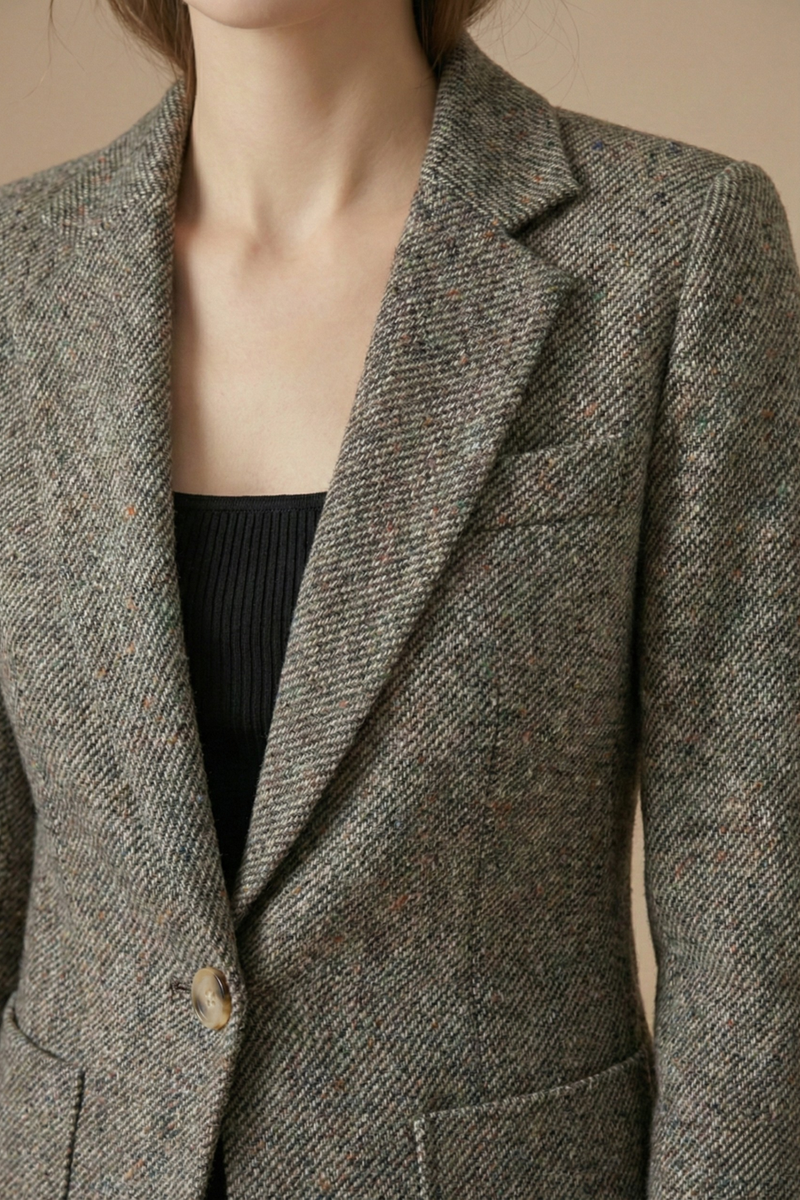 Freya Flecked Herringbone Patch Pocket Country Blazer
