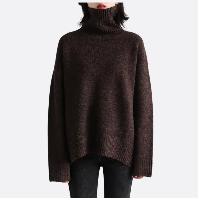 Melisande Deep Rib Oversized Roll Neck Boxy Knit Jumper