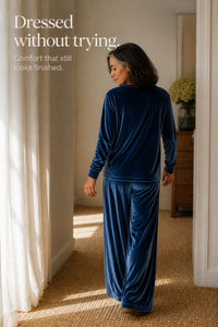 Women's Velvet Wide Leg Lounge Set | Elsa