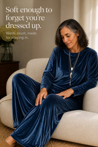 Women's Velvet Wide Leg Lounge Set | Elsa